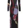 Soraya Long Sleeve Mesh Maxi Dress – Multi Fluid Reverie Print