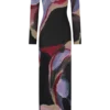 Soraya Long Sleeve Mesh Maxi Dress – Multi Fluid Reverie Print