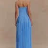 Stacie Pleated Halter Maxi Dress – Bright Blue Stacie Pleated Halter Maxi Dress – Bright Blue