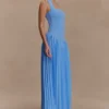 Stacie Pleated Halter Maxi Dress – Bright Blue Stacie Pleated Halter Maxi Dress – Bright Blue