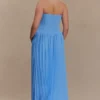 Stacie Pleated Halter Maxi Dress – Bright Blue Stacie Pleated Halter Maxi Dress – Bright Blue