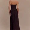 Stacie Pleated Halter Maxi Dress – Cacao Stacie Pleated Halter Maxi Dress – Cacao