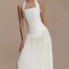 Stacie Pleated Halter Maxi Dress – Ivory Stacie Pleated Halter Maxi Dress – Ivory