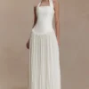 Stacie Pleated Halter Maxi Dress – Ivory Stacie Pleated Halter Maxi Dress – Ivory