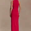 Stella Draped Slinky Maxi Dress – Fuchsia Pink