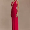 Stella Draped Slinky Maxi Dress – Fuchsia Pink