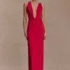 Stella Draped Slinky Maxi Dress – Fuchsia Pink