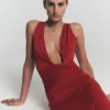 Stella Draped Slinky Maxi Dress – Fuchsia Pink
