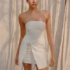 Steph Strapless Linen Mini Dress – White Steph Strapless Linen Mini Dress – White