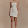 Steph Strapless Linen Mini Dress – White Steph Strapless Linen Mini Dress – White