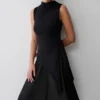 Suong High Neck Gathered Top – Black