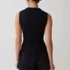 Suong High Neck Gathered Top – Black