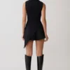 Suong High Neck Gathered Top – Black