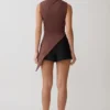 Suong High Neck Gathered Top – Mocha