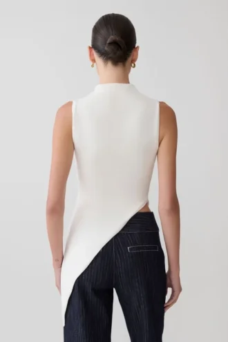 Suong High Neck Gathered Top – White