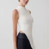 Suong High Neck Gathered Top – White