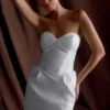 Suzette Taffeta Bow Mini Dress – White