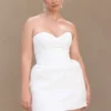 Suzette Taffeta Bow Mini Dress – White