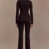 Suzie Ribbed Flared Pants – Chocolate Suzie Ribbed Flared Pants – Chocolate