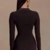 Suzie Ribbed Long Sleeve Longline Top – Chocolate