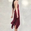 Sylvie Lurex Hankie Midi Dress – Wine Sylvie Lurex Hankie Midi Dress – Wine