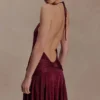Sylvie Lurex Hankie Midi Dress – Wine Sylvie Lurex Hankie Midi Dress – Wine