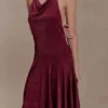Sylvie Lurex Hankie Midi Dress – Wine Sylvie Lurex Hankie Midi Dress – Wine