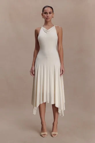 Sylvie Modal Hankie Midi Dress – Ivory