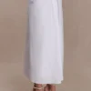 Talia Draped Linen Midi Skirt – White