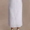 Talia Draped Linen Midi Skirt – White