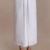 Talia Draped Linen Midi Skirt – White