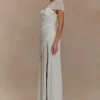 Tamara Shirred Chiffon Midi Dress – White