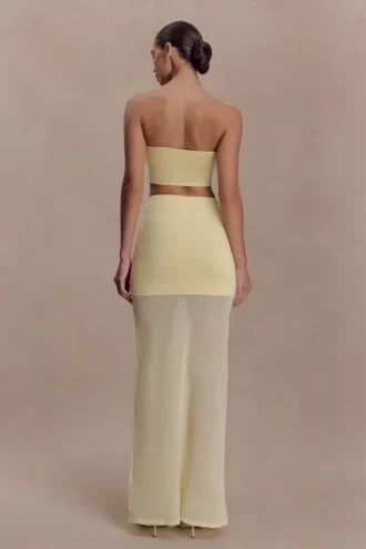 Tanyel Sheer And Bandage Knit Maxi Skirt – Lemon