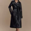 Tarah Faux Leather Trench Coat – Black Tarah Faux Leather Trench Coat – Black
