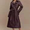 Tarah Faux Leather Trench Coat – Cacao Brown Tarah Faux Leather Trench Coat – Cacao Brown