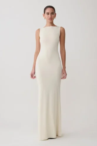 Tarna Sleeveless Slinky Maxi Dress – Bone