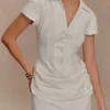 Tarryn Collared Cotton Mini Dress – White