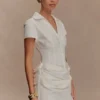 Tarryn Collared Cotton Mini Dress – White