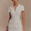 Tarryn Collared Cotton Mini Dress – White