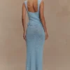 Teagan Floral Hand Crochet Midi Dress – Blue
