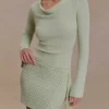 Terrymae Crochet Mini Skirt – Pastel Green