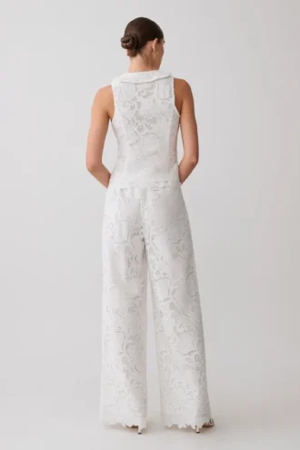 Tessa Broderie Straight Leg Pants – White