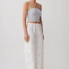 Tessa Broderie Straight Leg Pants – White Tessa Broderie Straight Leg Pants – White