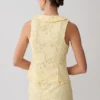 Tessa Broderie Tie Front Sleeveless Top – Lemon