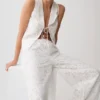 Tessa Broderie Tie Front Sleeveless Top – White