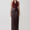 Thalia Croc Faux Leather Midi Skirt – Merlot Thalia Croc Faux Leather Midi Skirt – Merlot