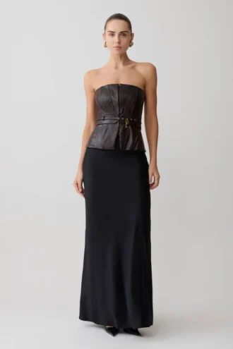 Sabrina Silk Blend Maxi Skirt – Black