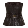 Thalia Faux Leather Boned Corset – Dark Chocolate Thalia Faux Leather Boned Corset – Dark Chocolate
