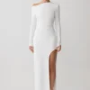 Thalyn Crepe Maxi Dress With Split – White Thalyn Crepe Maxi Dress With Split – White