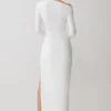 Thalyn Crepe Maxi Dress With Split – White Thalyn Crepe Maxi Dress With Split – White
